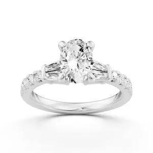 Oval Side Stone Engagement Ring image, 