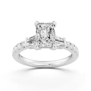 Radiant Side Stone Engagement Ring image, 
