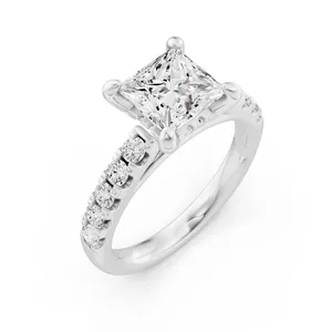 Princess Hidden Halo Accent Engagement Ring image, 