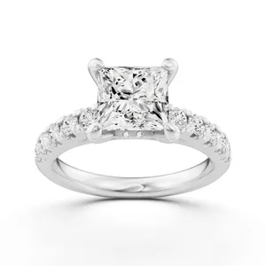 Princess Hidden Halo Accent Engagement Ring image, 