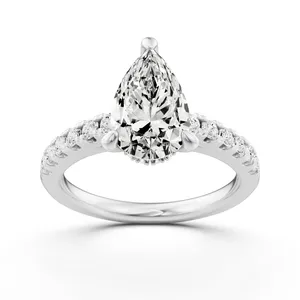 Pear Hidden Halo Accent Engagement Ring image, 