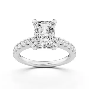 Radiant Hidden Halo Accent Engagement Ring image, 