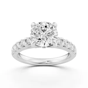 Round Hidden Halo Accent Engagement Ring image, 