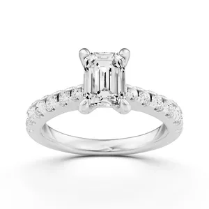 Graduated Emerald Side Stone Engagement Ring image, 