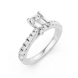 Graduated Emerald Side Stone Engagement Ring image, 