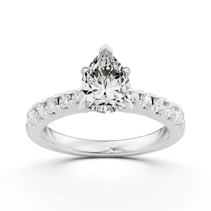 Graduated Pear Side Stone Engagement Ring image, 