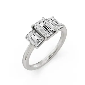 Emerald Three Stone Engagement Ring image, 