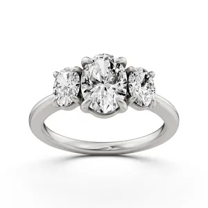 Oval Three Stone Engagement Ring image, 