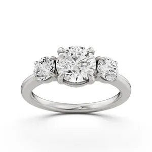 Round Three Stone Engagement Ring image, 
