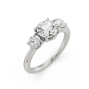 Round Three Stone Engagement Ring Moissanite Engagement Ring image, 
