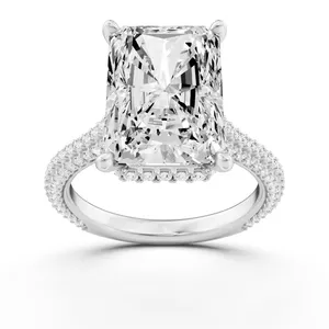 Radiant Hidden Halo Accent Engagement Ring image, 