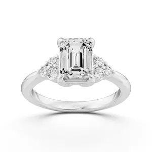 Emerald Side Stone Engagement Ring image, 