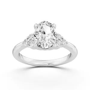 Oval Side Stone Engagement Ring image, 