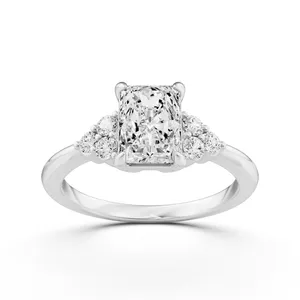 Radiant Side Stone Engagement Ring image, 