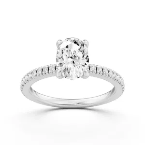 Pave Set Oval Side Stone Engagement Ring image, 