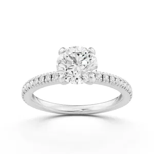 Pave Set Round Side Stone Engagement Ring image, 