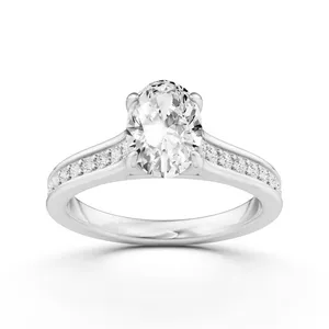 Oval Side Stone Engagement Ring image, 
