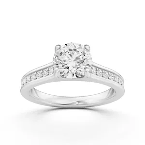 Round Side Stone Engagement Ring image, 