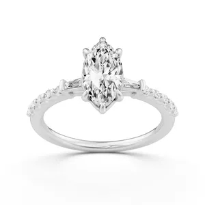 Baguette Sides Marquise Side Stone Engagement Ring image, 