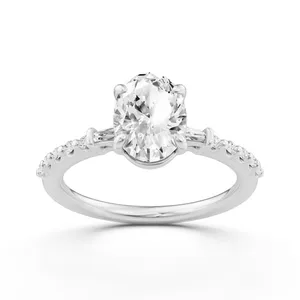 Baguette Sides Oval Side Stone Engagement Ring image, 