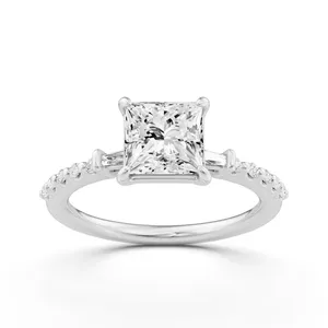 Baguette Sides Princess Side Stone Engagement Ring image, 