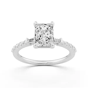 Baguette Sides Radiant Side Stone Engagement Ring image, 