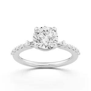 Baguette Sides Round Side Stone Engagement Ring image, 