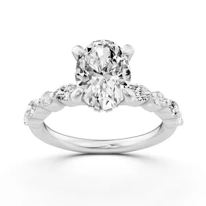 Oval Hidden Halo Accent Engagement Ring image, 