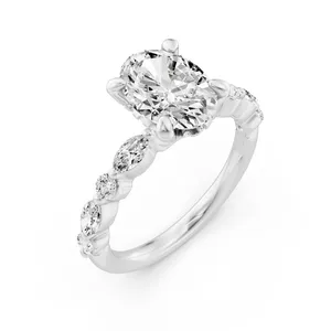 Oval Hidden Halo Accent Engagement Ring image, 
