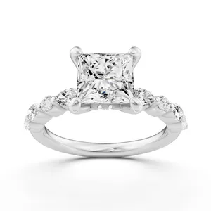 Princess Hidden Halo Accent Engagement Ring image, 