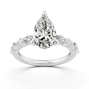 Pear Hidden Halo Accent Engagement Ring image, 