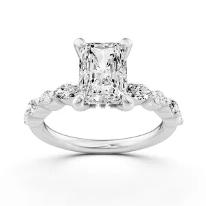 Radiant Hidden Halo Accent Engagement Ring image, 