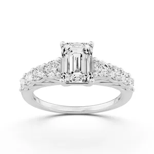 Emerald Graduating Side Stone Engagement Ring image, 