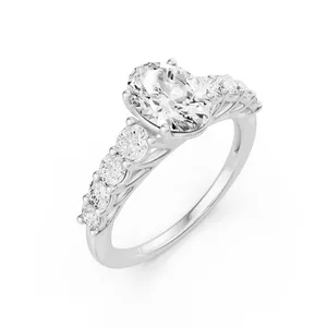 Oval Graduating Side Stone Engagement Ring image, 