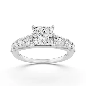 Princess Graduating Side Stone Engagement Ring image, 