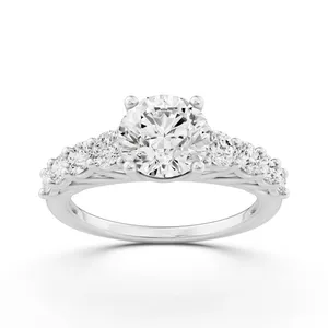 Round Graduating Side Stone Engagement Ring image, 