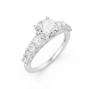 Round Graduating Side Stone Engagement Ring Moissanite Engagement Ring image, 