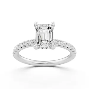 Hidden Emerald Halo Engagement Ring image, 