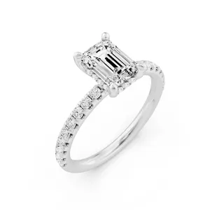Hidden Emerald Halo Engagement Ring image, 