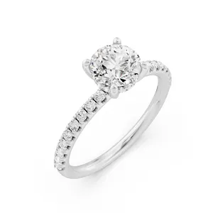 Hidden Round Halo Engagement Ring Moissanite Engagement Ring image, 