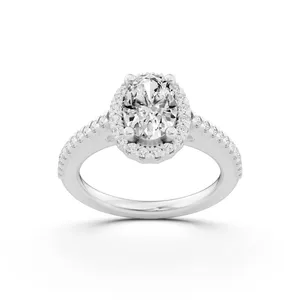 Pave Oval Halo Engagement Ring image, 