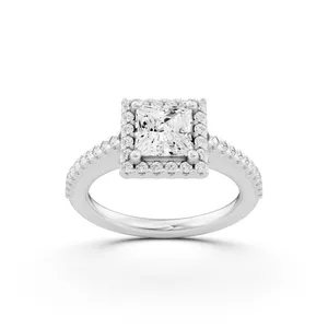 Pave Princess Halo Engagement Ring image, 