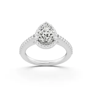 Pave Pear Halo Engagement Ring image, 