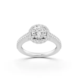 Pave Round Halo Engagement Ring image, 