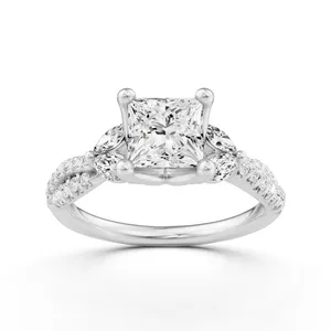 Princess Side Stone Engagement Ring image, 