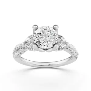 Round Side Stone Engagement Ring image, 