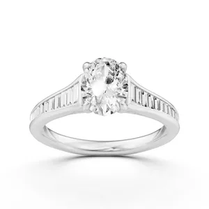 Baguette Side Stone Oval Engagement Ring image, 