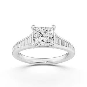 Baguette Side Stone Princess Engagement Ring image, 