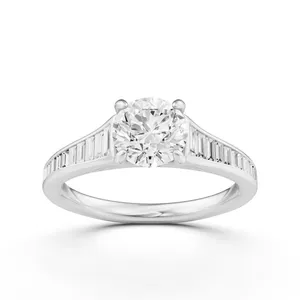Baguette Side Stone Round Engagement Ring image, 
