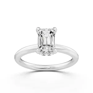 Emerald Hidden Halo Engagement Ring image, 